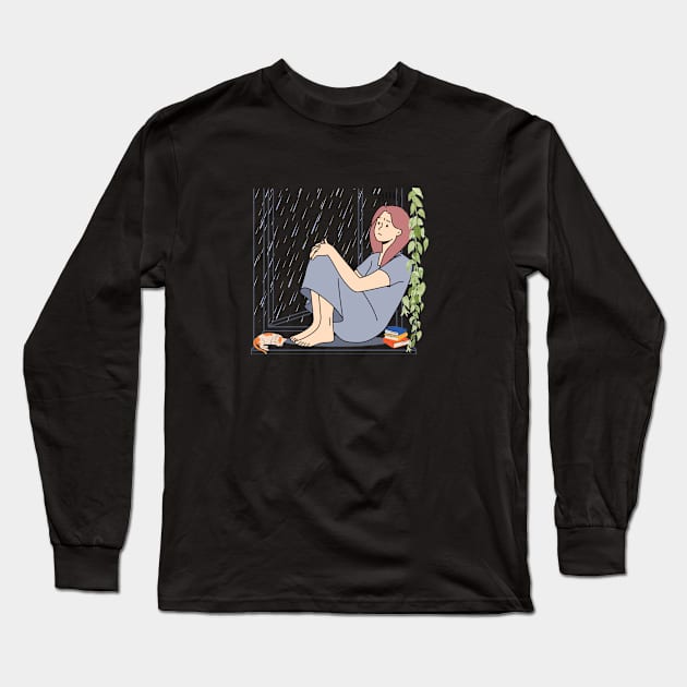 In the rain, find solace for your troubled heart. Long Sleeve T-Shirt by Swarmdesigns